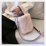 Faux Fur Women's Bag Bucket Shape Fur Bag Plush Winter Large Capacity Warm Handbag Fashion String Women's Shoulder Bag Z281