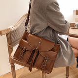 Kylethomasw Retro Multiple Pockets Bag PU Leather Crossbody Bags for Women Hit Trend Women's Branded Trending Side Bag Shoulder Handbag