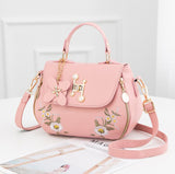 Fashion Embroidery Female Bags 2021 New Handbags Small Bag All-match Shoulder Bag Crossbody Top-handle PU Leather Messenger Bag