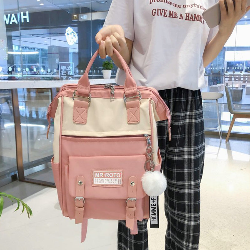Kylethomasw Backpacks for School Teenagers Girls Cute Ring Bag Designer Travel Laptop Backpack Women Notebook Back Pack Patchwork Bagpack