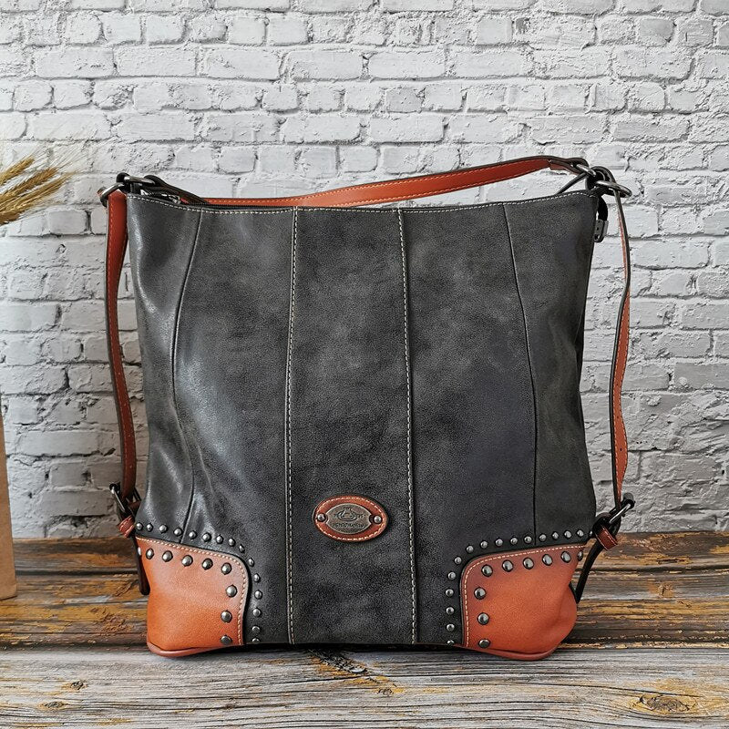 Vintage High Quality Leather Ladies Large Shoulder Messenger Bags Luxury Design Women Handbags Female Casual Tote for Travel