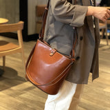 Kylethomasw Leather bag female crossbody bag simple versatile cowhide water bucket female Korean new bag