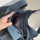 Kylethomasw Fashion Hot Girls Denim Tote Handbags Large Capacity Women's Casual Shoulder Bags Vintage Female Travel Zipper Messenger Bag
