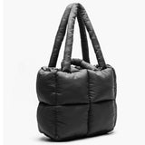 Down Tote Bags 2022  Women Shoulder Bags Female Shoppers Fashion Casual Soft Cotton Filling Square Lattice Purses and Handbags