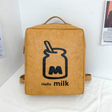 New Vintage Kraft Paper Women Backpack High Quality Fashion Cartoon Printing Portable Travel Bag Teenage Girls Schoolbag Bookbag