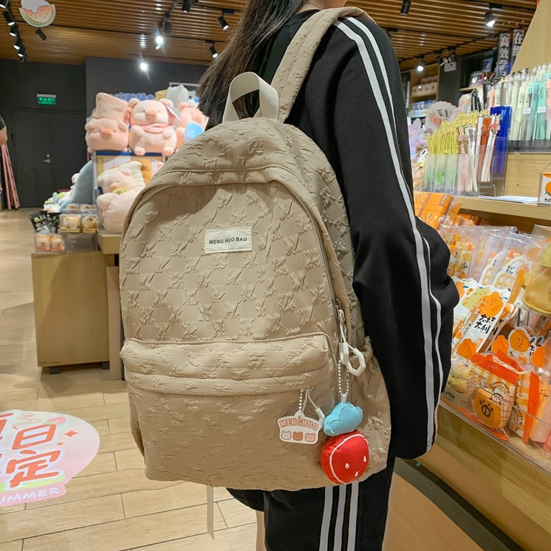 Kylethomasw Women Cute Backpack Large Capacity Female Harajuku School Bag College Lady Kawaii Nylon Backpack Fashion Book Girl Bag Student