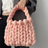 Kylethomasw Casual Crochet Women Shoulder Bags Knitted Lady Handbags Handmade Woven Cute Small Tote Bag Trend Female Purses Winter