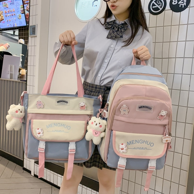 Kylethomasw Fashion Women Backpack Cute Waterproof  Nylon Sets Bag Rucksack Teens Kawaii Bookbag for Girls Schoolbag Travel Mochila Shoulder