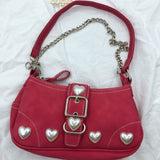 Xiuya Harajuku Vintage Female Shoulder Bag 2022  Rose Red Heart Japanese Goth Lolita Bag Female Handbags Mobile Phone Pouch Purse