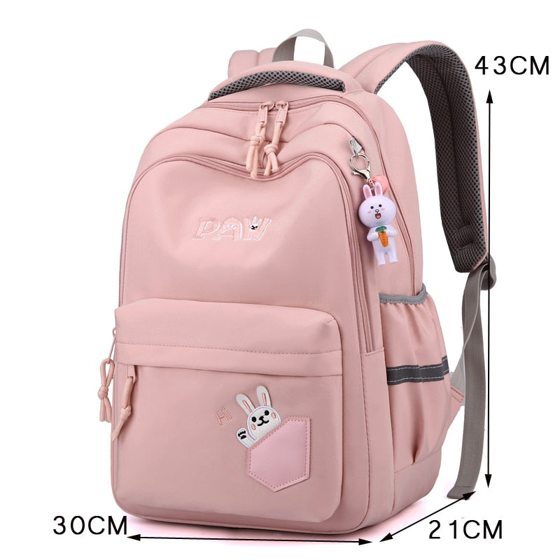 Kylethomasw Cute Multiple Pockets Women Backpack Large Capacity Nylon Travel Book Bag Unisex Preppy Schoolbag Student Laptop Backpacks