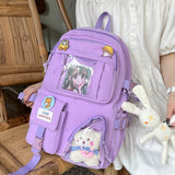 Kylethomasw New Cute Women Backpacks Waterproof Multi-Pocket Nylon School Backpack for Student Female Girls Kawaii Laptop Book Pack Mochilas