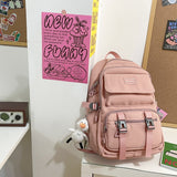 New Solid Color Nylon Women Backpack Female Large Capacity Laptop Travel Bag Schoolbag for Teenage Girls Boys Book Knapsack