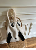 Kylethomasw Big Ears Imitation Lamb Hair Shoulder Bag For Women New Soft Warm Plush Tote Bag Large-capacity Shopper Bag Kawaii Handbags Sac