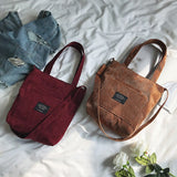 Kylethomasw Winter Corduroy Shoulder Bag Women Solid Color Multi-pocket Tote Bag Zipper Girls Student Bookbag Handbag Shopping Messenger Bag