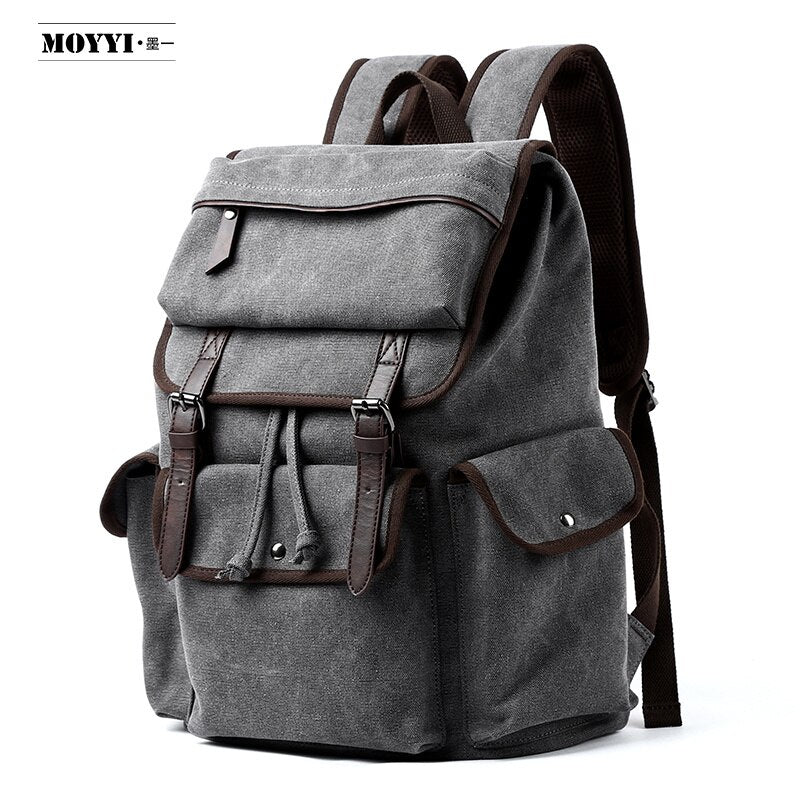 Kylethomasw Vintage Backpack Men's Retro Canvas Bag Simple Casual Travel Bag Fashionable Mens Bag Student Schoolbag 15inch Laptop Backpack