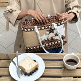 Kylethomasw Luxury weave Shoulder Bags Leopard writing Women Beach Straw Bag Large Capacity Casual Totes Female Eco Friendly Handbags