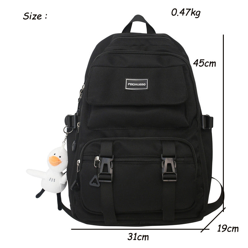 New Solid Color Nylon Women Backpack Female Large Capacity Laptop Travel Bag Schoolbag for Teenage Girls Boys Book Knapsack