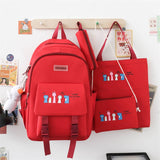 Kylethomasw 4 Pcs Women Backpack Kawaii School Bag Printing Mochila Cute Bookbag for Teenage Girls Boys Schoolbag Waterproof Travel Backbag