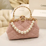 Kylethomasw Fashionable Elegant Celebrity Temperament Pearl Puff Bag Bag Winter New Trend Women's Bag One-shoulder Hand-held Cross-body