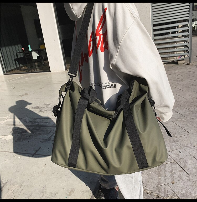 Kylethomasw Fitness Travel Tote Fashionable Travel Bags Men Simple Black Sports Women's Shoulder Luggage Bag Large-Capacity Handbag