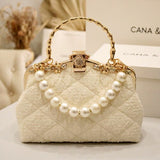 Kylethomasw Fashionable Elegant Celebrity Temperament Pearl Puff Bag Bag Winter New Trend Women's Bag One-shoulder Hand-held Cross-body