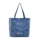 Kylethomasw  Denim Tote Bag Women Designer Handbag 2022  Girl Shopper Fashion Casual Embroidered Letters Large Capacity Schoolbag Shoulder Bag