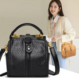 Kylethomasw  Luxury soft leather three with backpack female bag new temperament crocodile pattern handbag square small bag