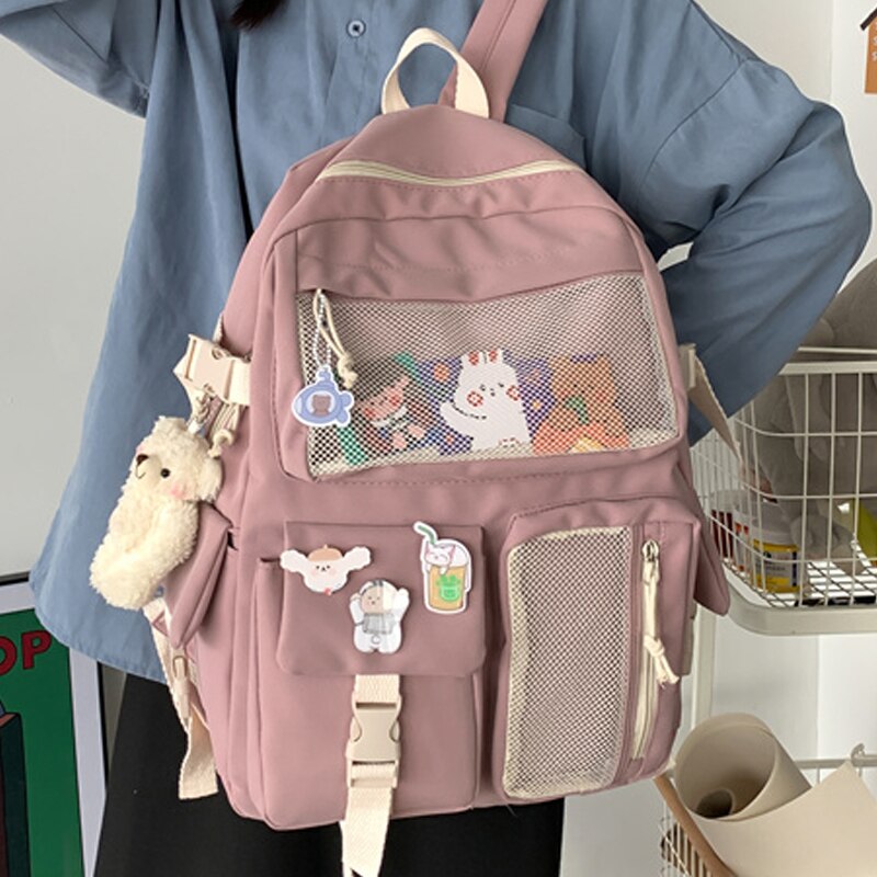 Kylethomasw Cute School Bags For Teenage Girls Kawaii Women School Backpack Fashion Waterproof Nylon Rucksack for Teen Girls Book Bag