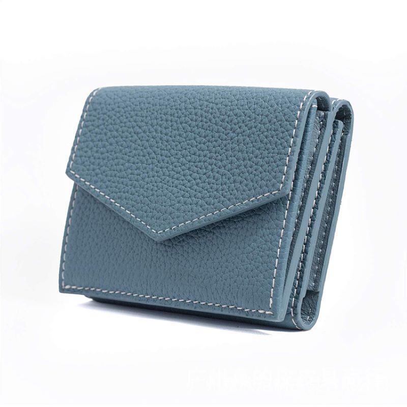 WR Short Three Fold Leather Wallet 2022 New Fashion Women's Cowhide Cabinet Color Contrast Multi Card Pocket Wallet