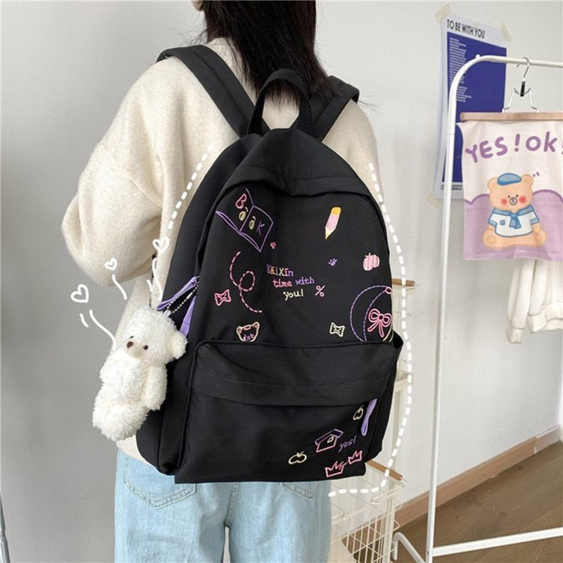 Kylethomasw Cute Schoolbag for Women Harajuku students backpacks Waterproof nylon Fashion large capacity Girl travel backpack female Bagpack