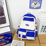 Unisex Fashion Multi-pocket Nylon Backpack Contrast Color Cool Travel Bag Women Backpack Men Big Schoolbag High Quality Bookbag