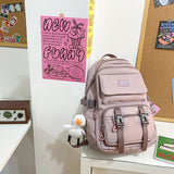 New Solid Color Nylon Women Backpack Female Large Capacity Laptop Travel Bag Schoolbag for Teenage Girls Boys Book Knapsack