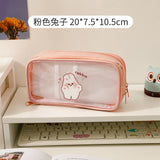 Cute Pencil Bag Transparent PVC Student Cartoon Pencil Case Large Capacity Kawaii Bag Korean Stationery