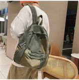 Kylethomasw Washed Canvas Backpack Fashion Patchwork Large School Bag For Teenage Girls Boys Students Book Bags Harajuku mochila XA749H