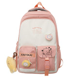 Kylethomasw Newest Waterproof Nylon Girls School Backpack Female Patchwork Cartoon Kawaii Teenager  Travel Cute Bolsa Mochila Bags Women