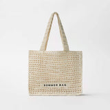 Kylethomasw Hollow Crochet Hook Handbags Ladies Summer Simple Beach Vacation Bags Women Straw Tote Solid Shoulder Bags Ins