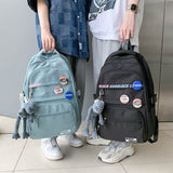 Kylethomasw Waterproof Nylon Men Women School Backpack Fashion Travel Lady Bag Trendy Girl Boy Laptop College Backpack Female Male Book Bags