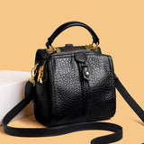 Kylethomasw  Luxury soft leather three with backpack female bag new temperament crocodile pattern handbag square small bag