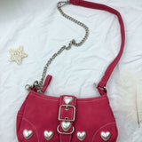 Xiuya Harajuku Vintage Female Shoulder Bag 2022  Rose Red Heart Japanese Goth Lolita Bag Female Handbags Mobile Phone Pouch Purse