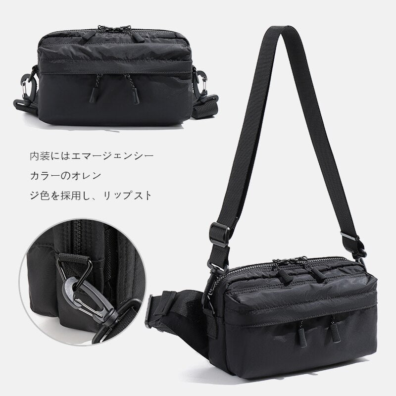 Kylethomasw Japanese Style Men’s Single Shoulder Bag Unisex Nylon Cloth Crossbody Bag Waterproof Fashion Chest Bag Fanny Pack Waist Bag
