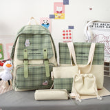 Kylethomasw 5 Set Women Backpack Harajuku Nylon School Bags For Teenage Girls Boys Kawaii College Student Kids Book Bagpack Laptop Rucksack