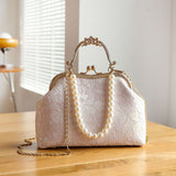 Kylethomasw Vintage Classic Lace Bag Beads Wedding Shell Lock Bags Women Shoulder Crossbody Bag Chain Women's Handbags Purses