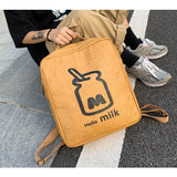 New Vintage Kraft Paper Women Backpack High Quality Fashion Cartoon Printing Portable Travel Bag Teenage Girls Schoolbag Bookbag