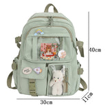 Kylethomasw Cute Women Backpacks Waterproof Multi-Pocket Nylon School Backpack for Student Female Girls Kawaii Laptop Book Pack Mochilas