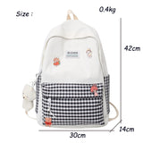 Kylethomasw Fashion Women Cute School Bag New Trendy Female College Plaid Backpack Lady Lattice Laptop Travel Backpack Book Girl Student Bag