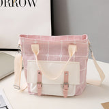 Kylethomasw Fashion Plaid Shoulder bag for women canvas bag student schoolbag Crossbody Bags Korean Harajuku messenger bag female handbag