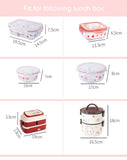 Kylethomasw Cute Cherry Lunch Bags For Women Girl Kids Kawaii Canvas Portable Lunch Box Tote Bag Bento Pouch Office School Food Storage Bags