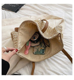 Kylethomasw Women Fashion Bag Summer Large Capacity Straw Shoulder Bag Rattan Beach Bags Woven Handle Bag Casual Lady Totes Shopping Handbag