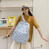 Floral Printing Cute Woman Backpack Teenage Boys Girls Student Book School Bag 2022 New College Travel Rucksack