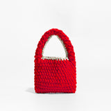 Kylethomasw Casual Panelled Knitted Women Handbags Crochet Lady Hand Bags Small Tote Female Purses Cute Handmade Woven Lady Bag Winter